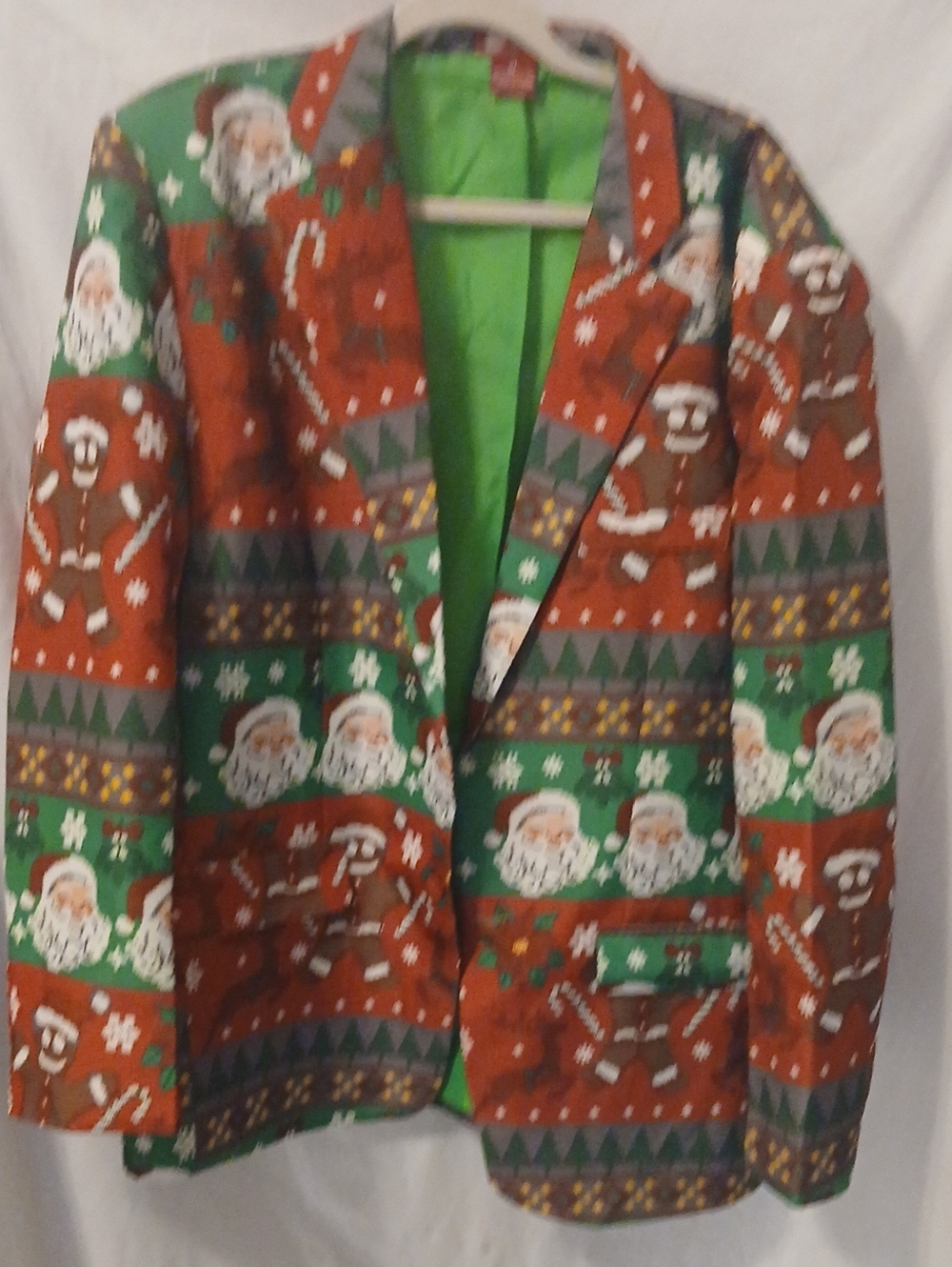 Men's Green & Red Holiday Blazer Jacket - Festive Shirt Jacket(SEE VIDEO)